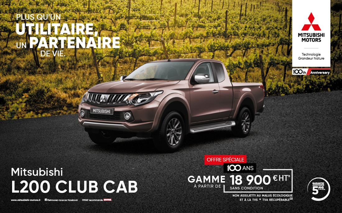 GAMME MITSUBISHI L200 CLUB CAB à partir de 18 900 € HT <sup>(1)</sup>