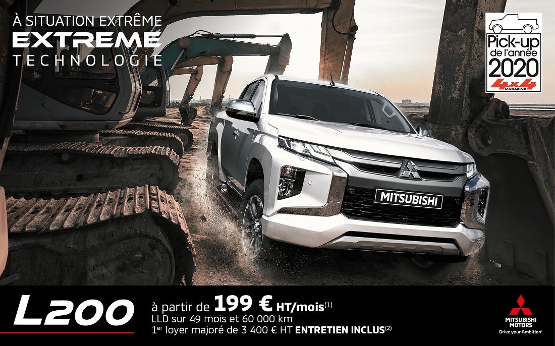 MITSUBISHI L200 À PARTIR DE 199 € HT/MOIS<SUP>(1)</SUP>