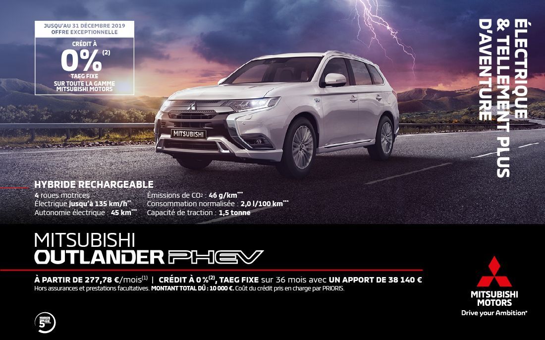 MITSUBISHI OUTLANDER PHEV CREDIT À 0%<SUP>(2)</SUP>