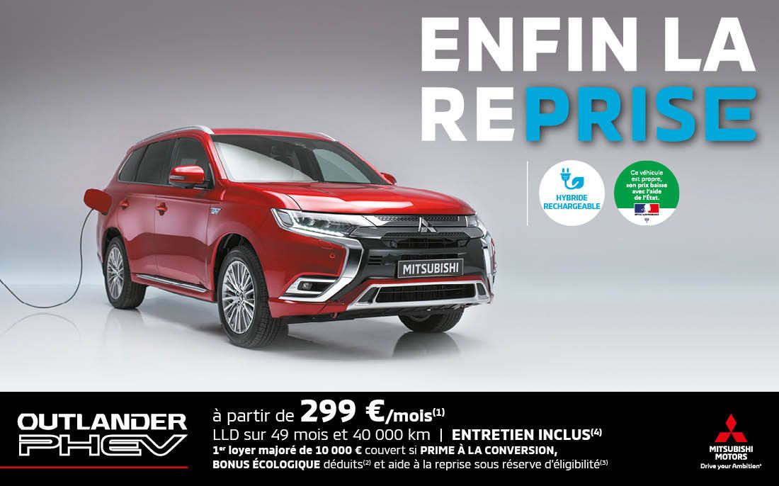 MITSUBISHI OUTLANDER PHEV À PARTIR DE 299 €/MOIS<SUP>(1)</SUP>