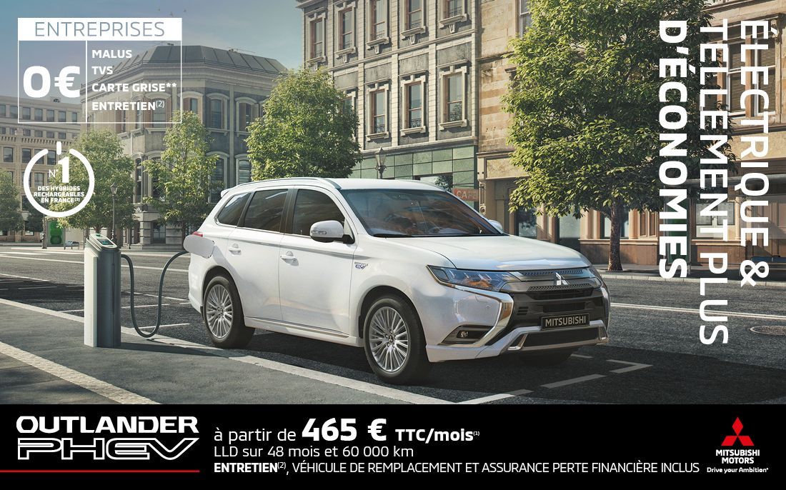 MITSUBISHI OUTLANDER PHEV À PARTIR DE 465 €/MOIS<SUP>(1)</SUP> <br> OFFRE RÉSERVÉE AUX PROFESSIONNELS