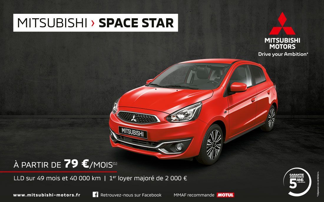 MITSUBISHI SPACE STAR À PARTIR DE 79 €/MOIS<SUP>(1)</SUP>